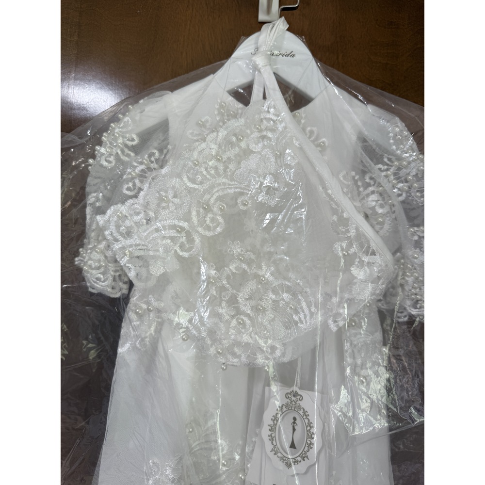Baby Baptism Gown Full Pearl White 6M - Picture 9 of 14